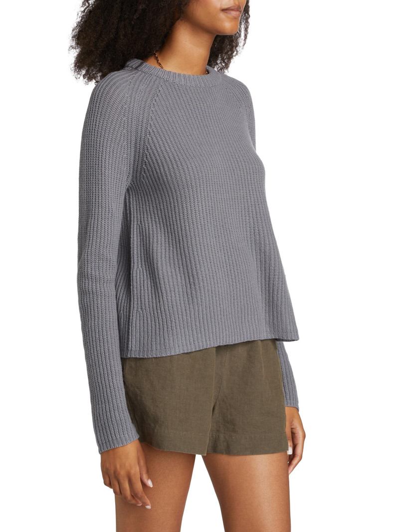 Women's Cashmere Fisherman Sweater - Dusty Blue 4