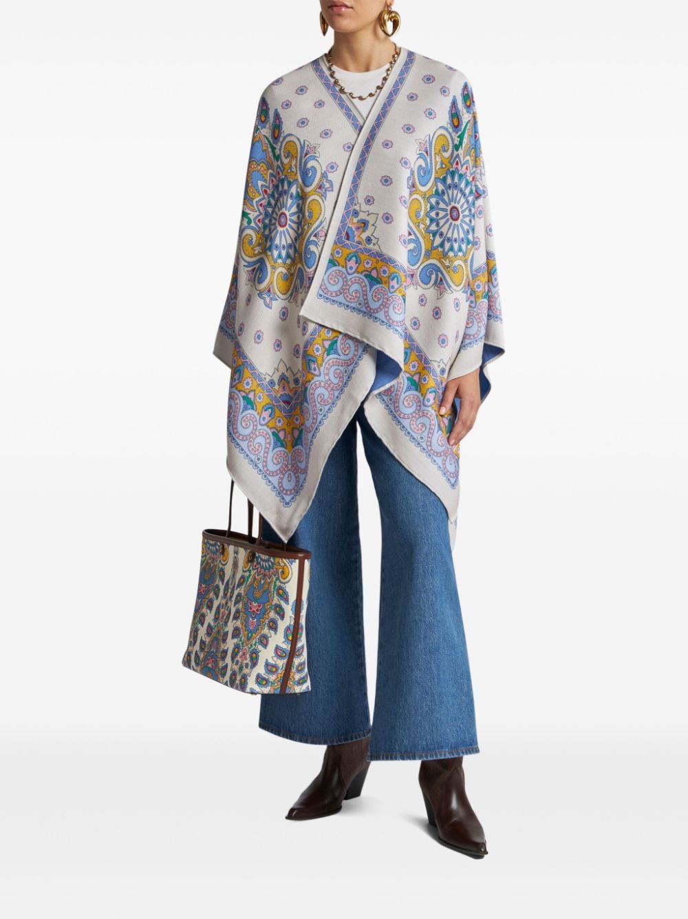 floral-print cape - 2