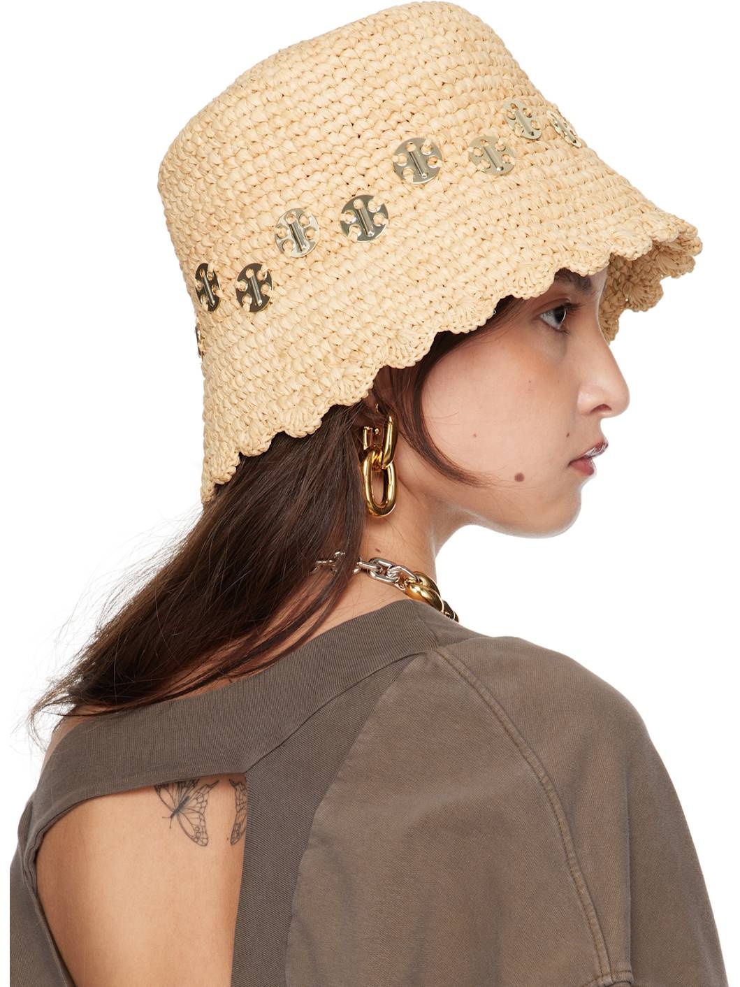 Beige Natural Raphia Beach Hat - 3