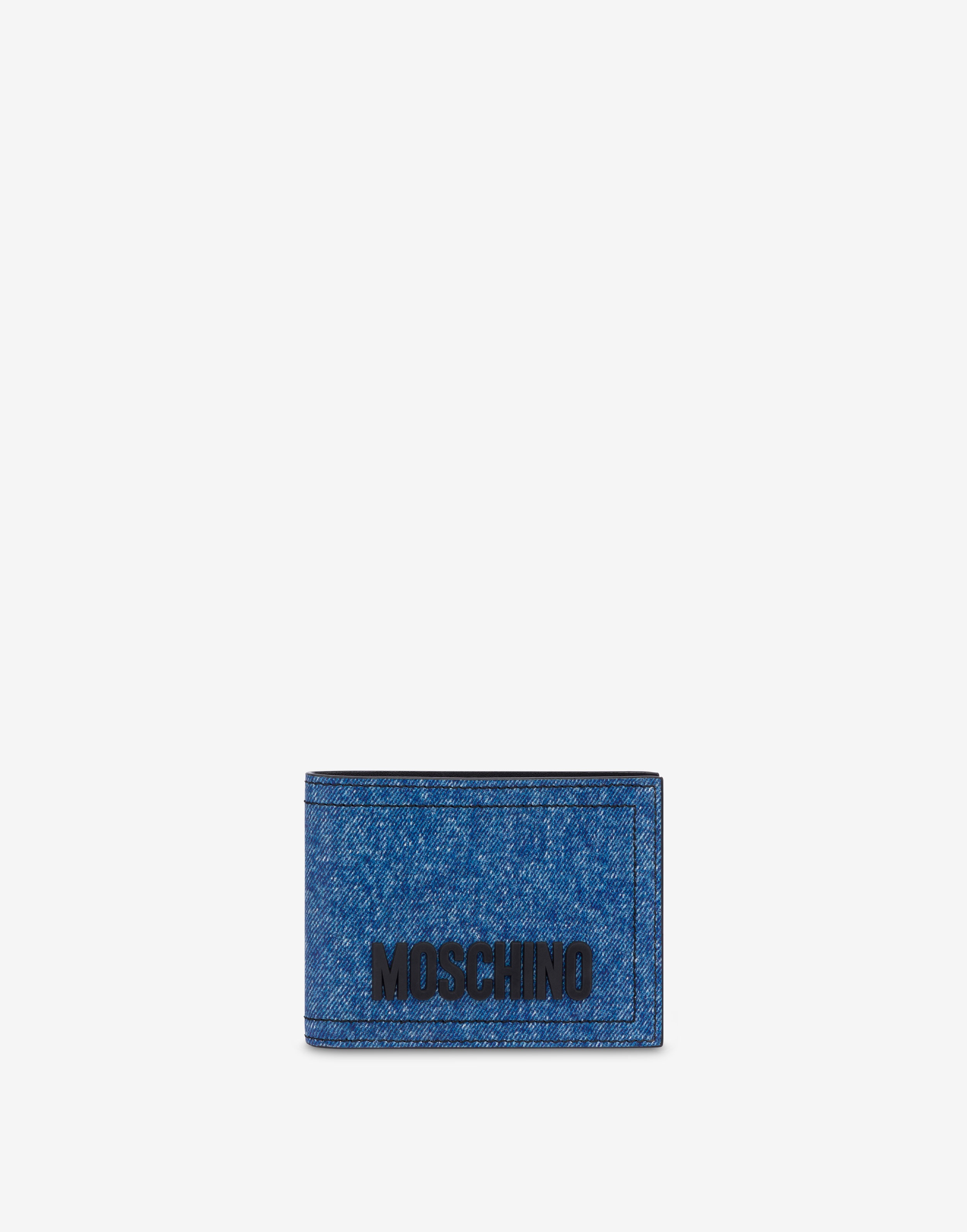 DENIM PRINT NAPPA LEATHER FLAP WALLET - 1