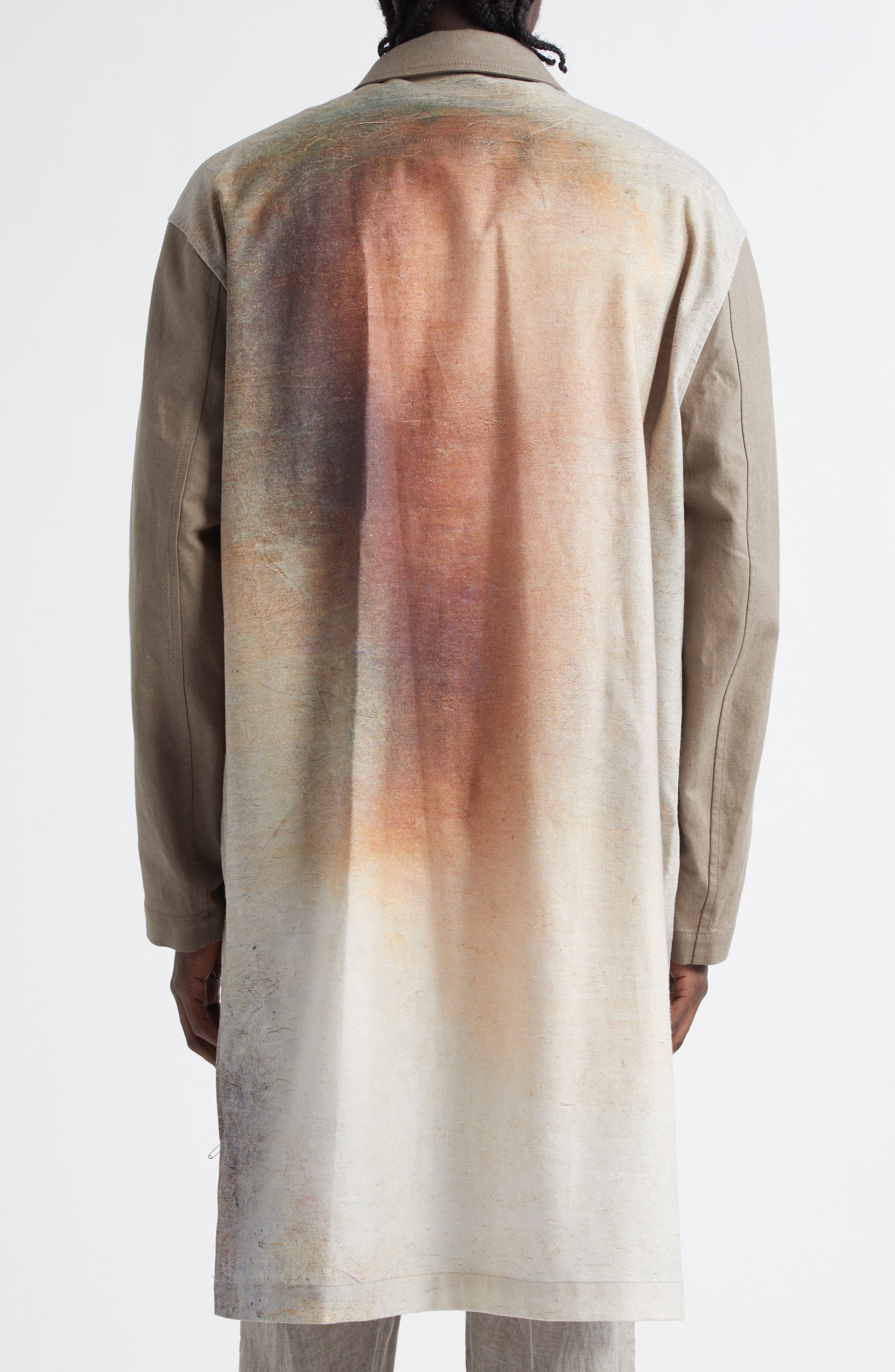 Undercover Bosisio Raglan Sleeve Cotton Blend Coat in Grey/Beige Base at Nordstrom - 3