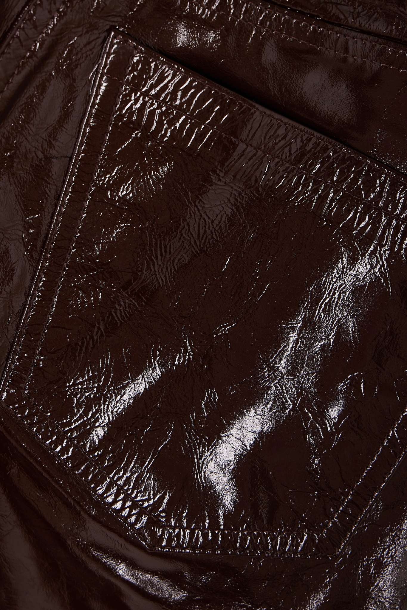 Crinkled glossed-leather wide-leg pants - 4