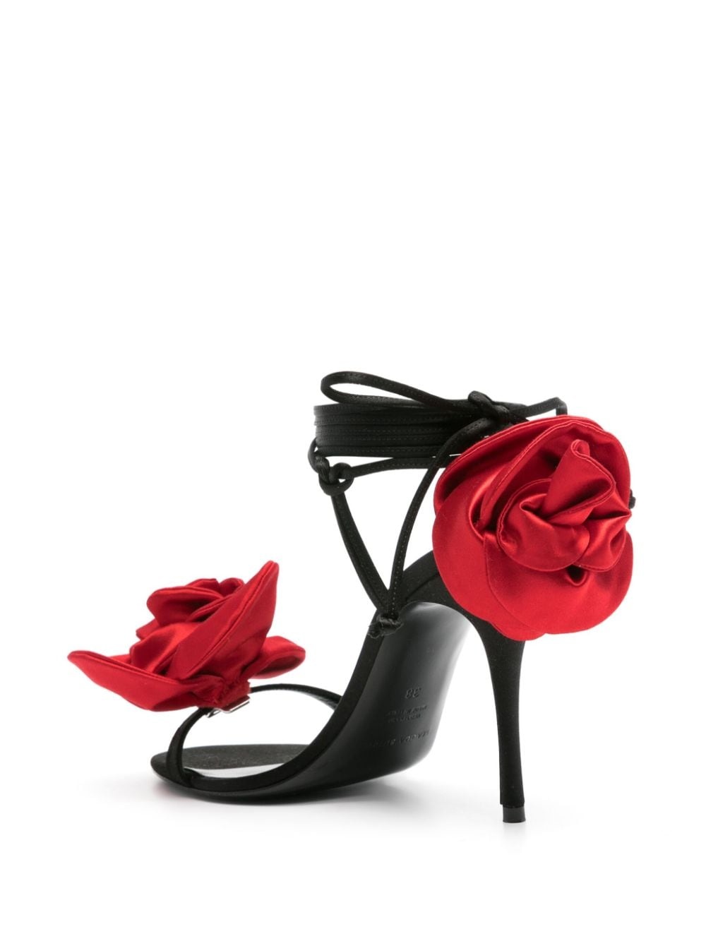 105mm floral-appliqué satin sandals - 3