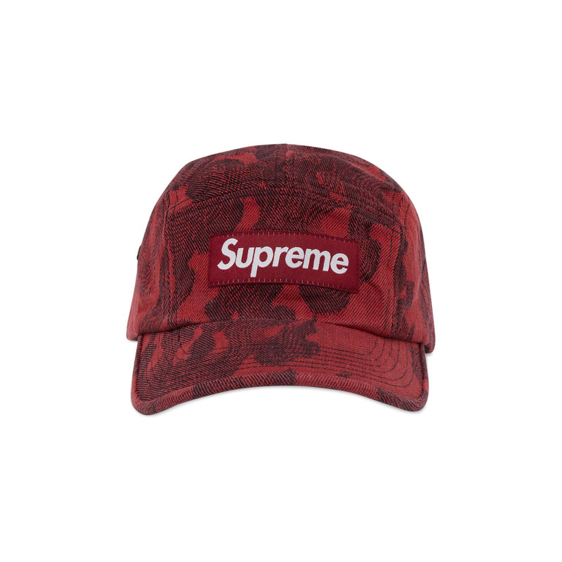 Supreme Supreme Flames Jacquard Denim Camp Cap 'Washed Red