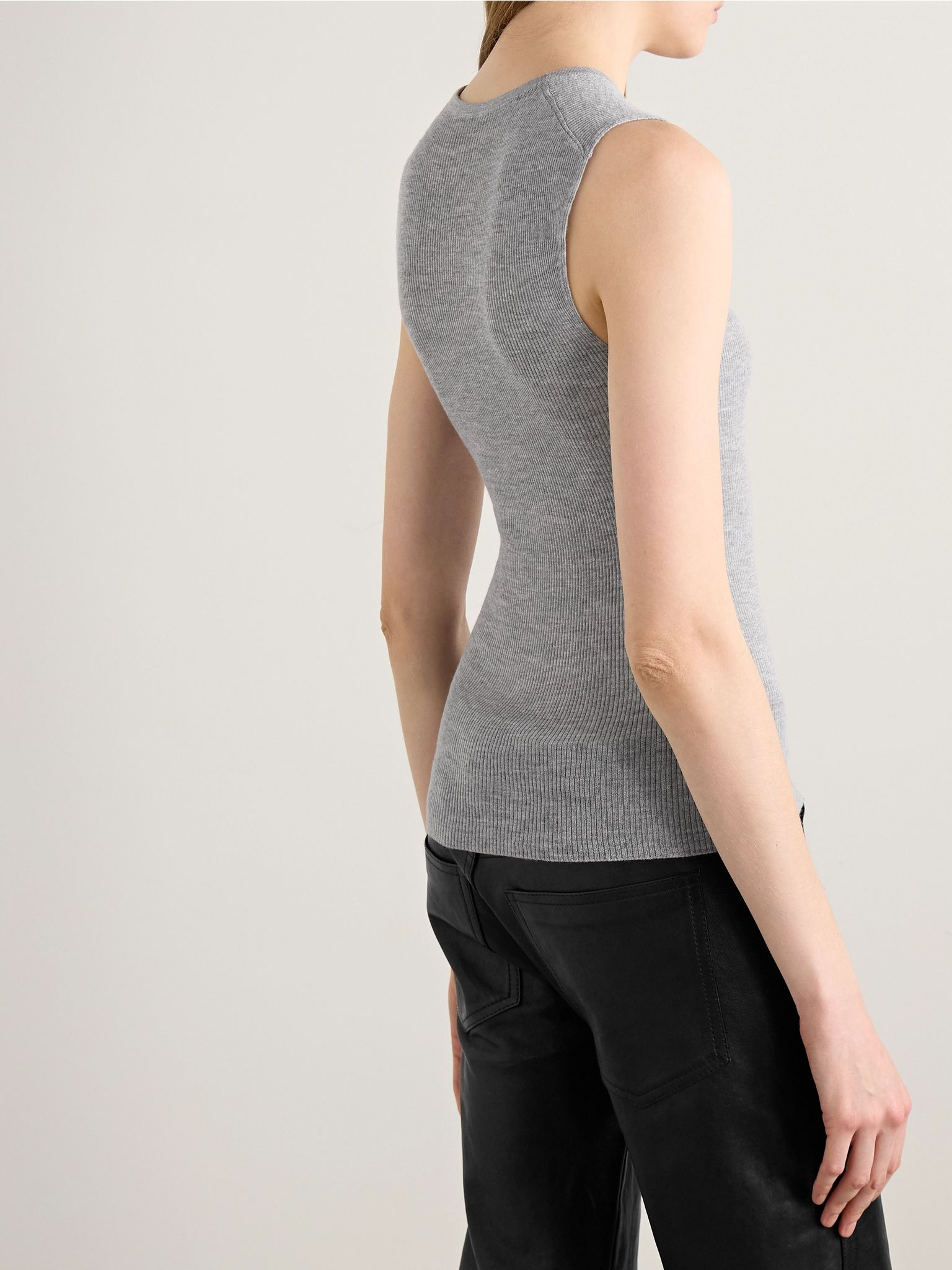 Renato ribbed wool-blend jersey tank Gray - 4