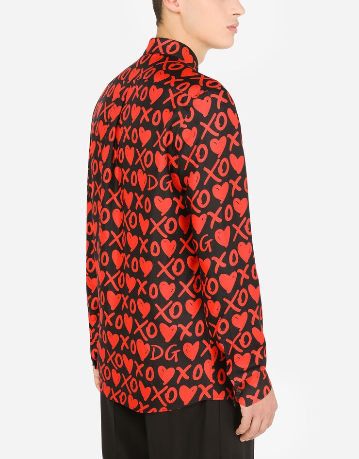 Silk Martini-fit shirt with DG heart print - 5