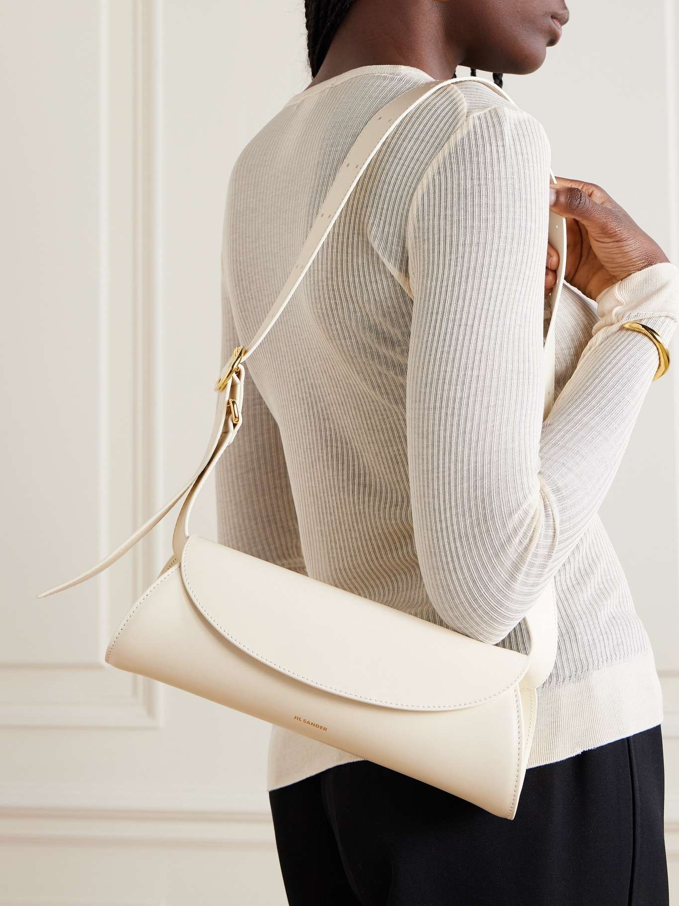 Jil Sander Cannolo small leather shoulder bag | REVERSIBLE