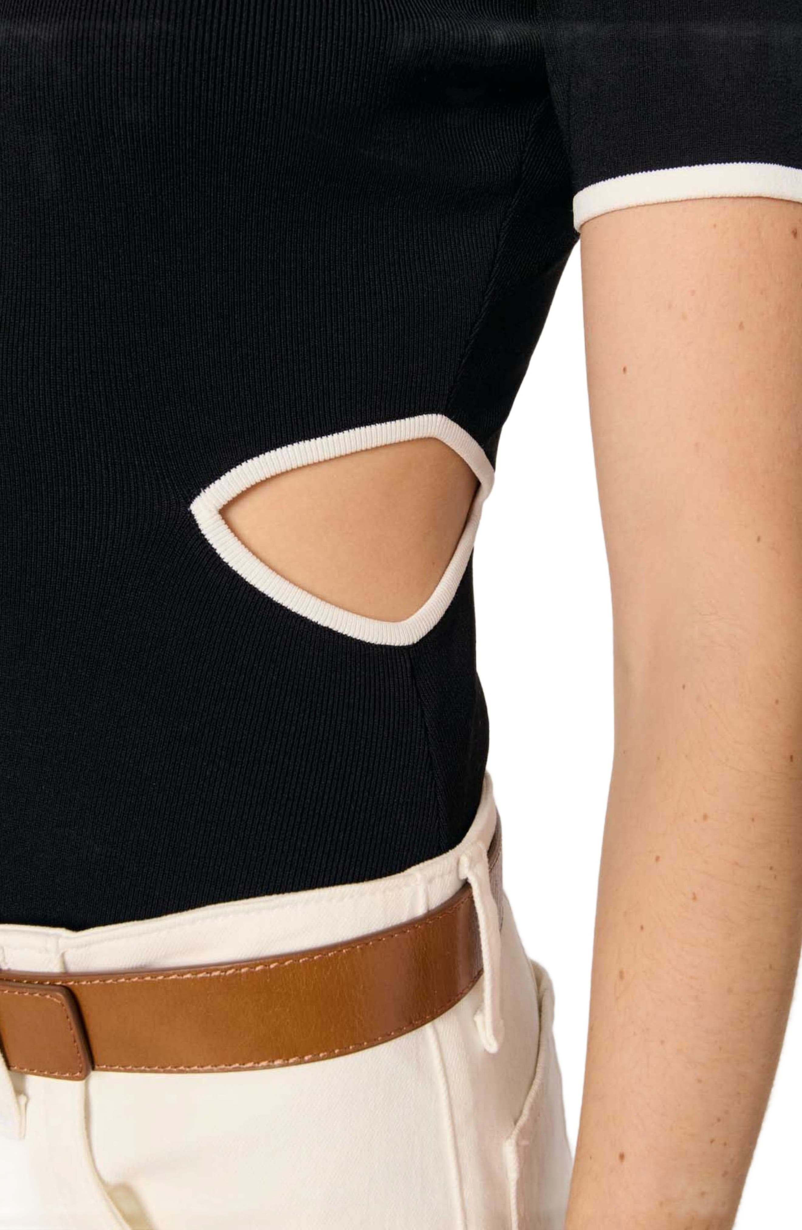 maje Openwork knit bodysuit in Black at Nordstrom - 8