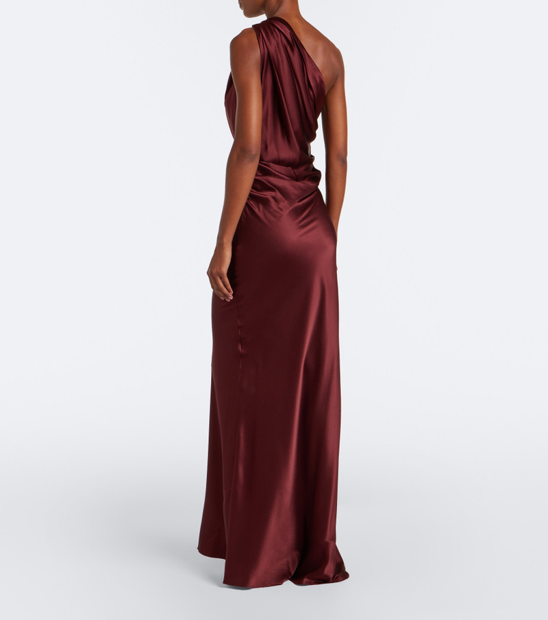 Draped one-shoulder silk satin gown 6