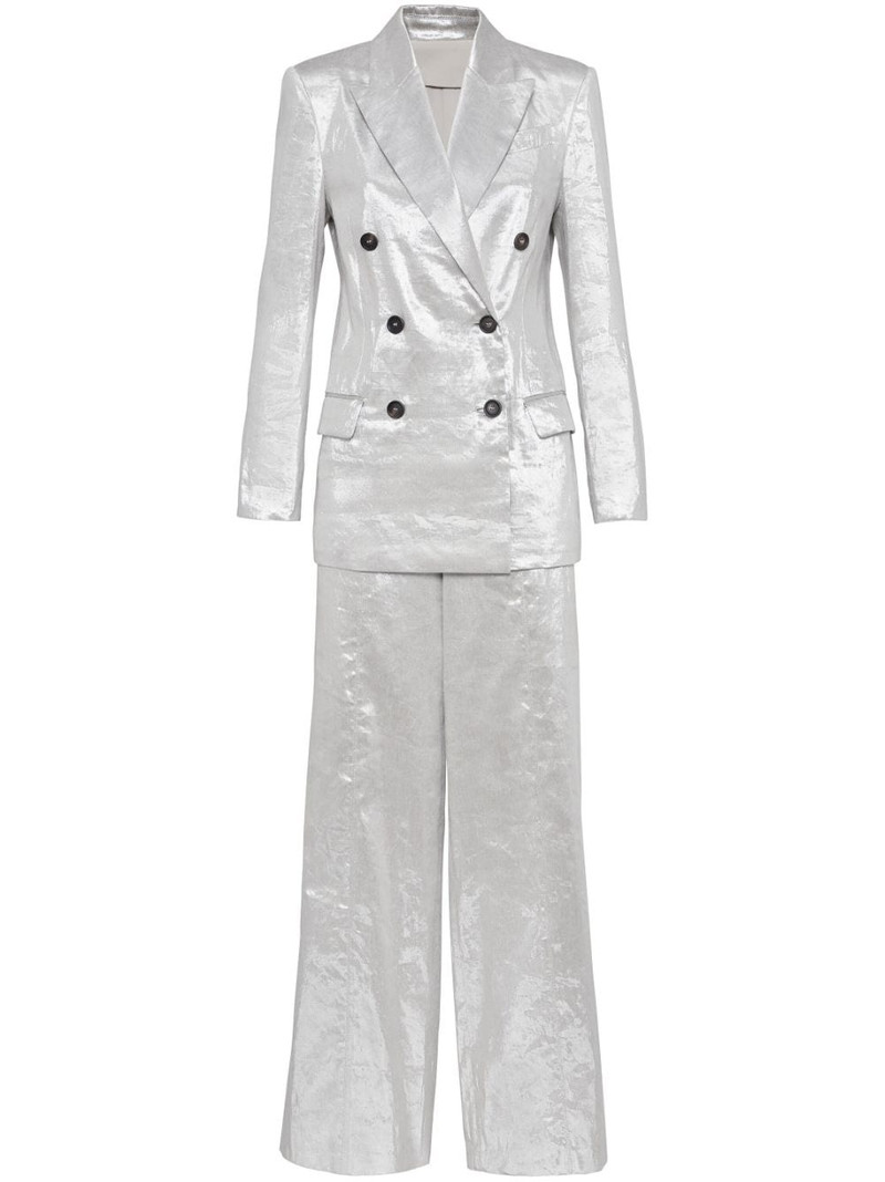 metallic linen-blend suit 1