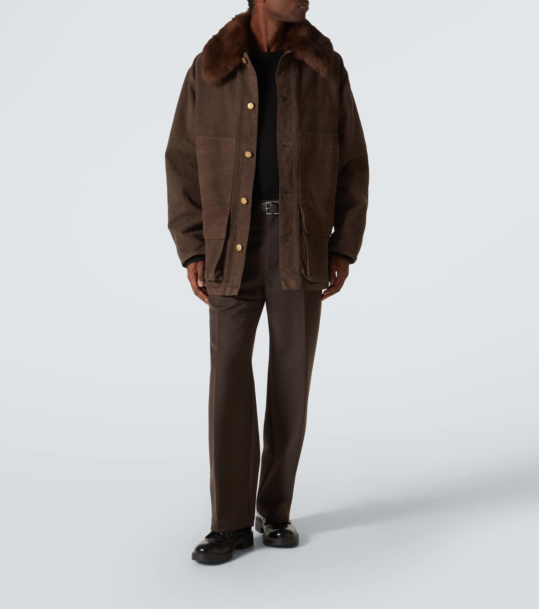 Shearling-trimmed cotton canvas jacket - 2