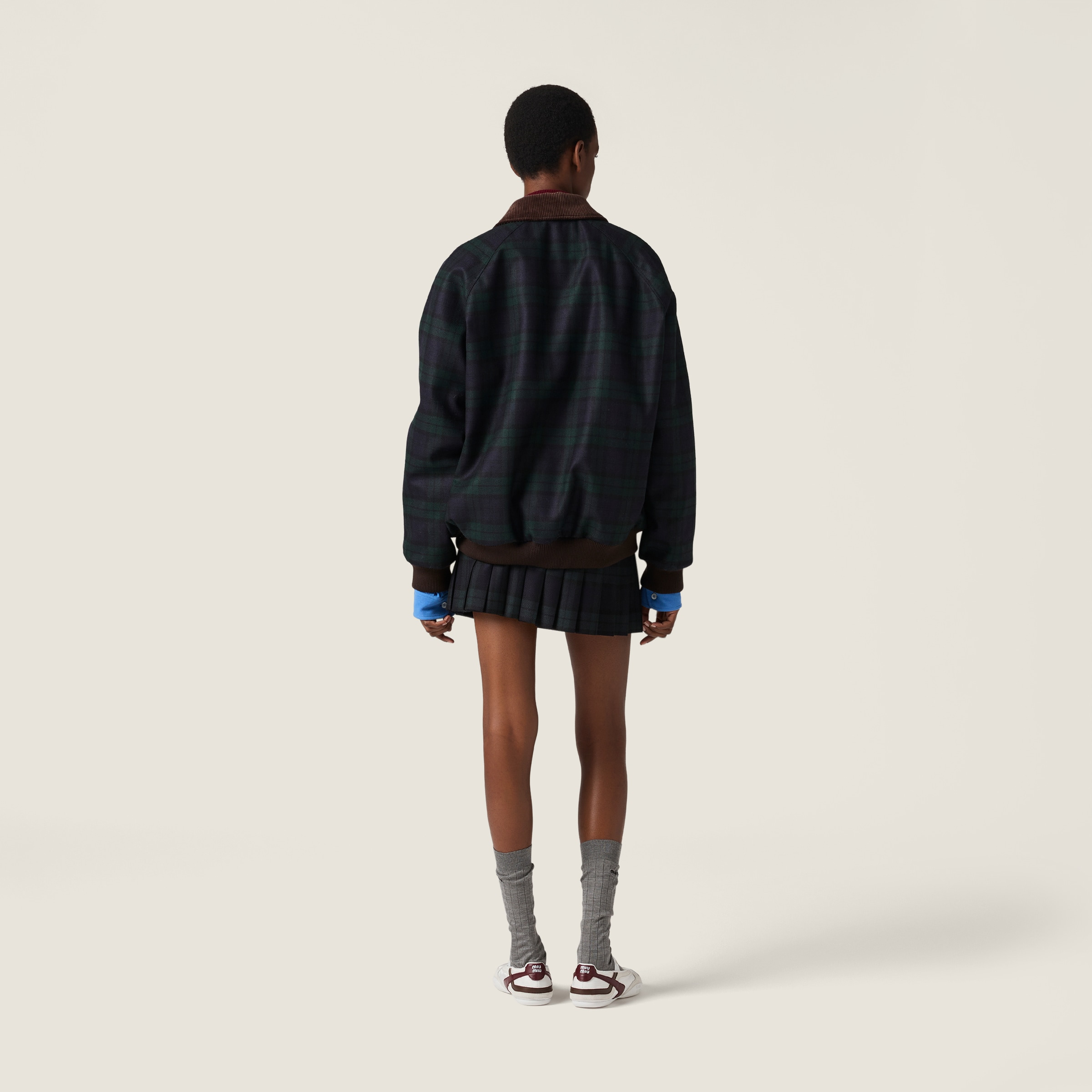 Pleated checked twill miniskirt - 3