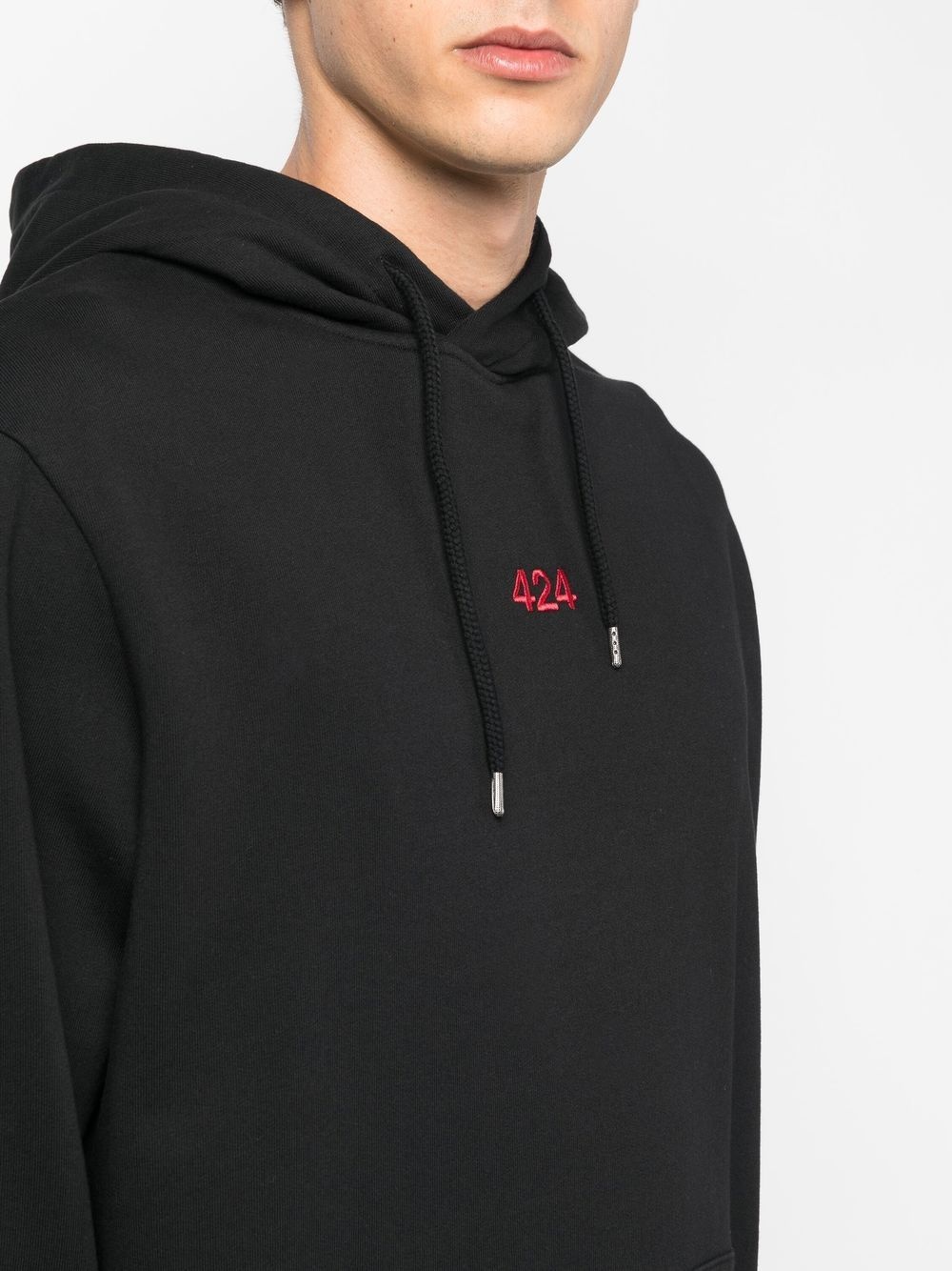 logo-embroidered drawstring hoodie - 5