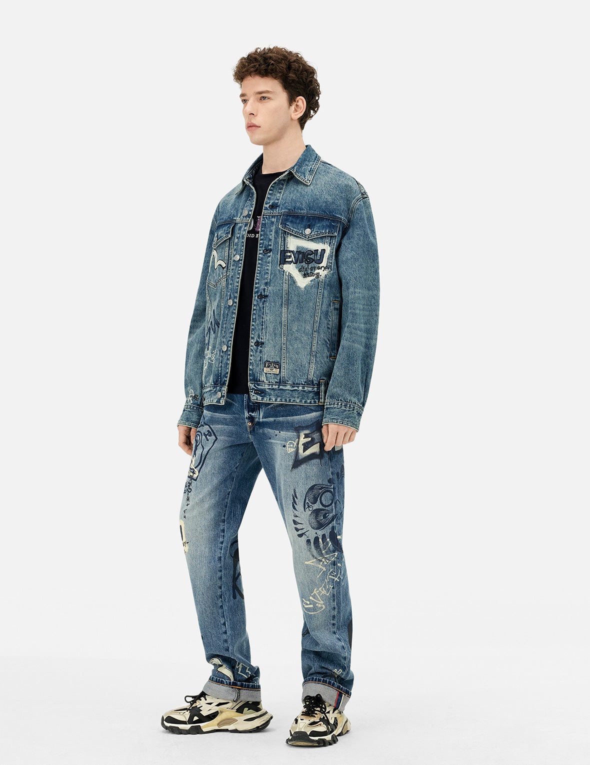 Graffiti Prints Regular Fit Denim Jacket - 3