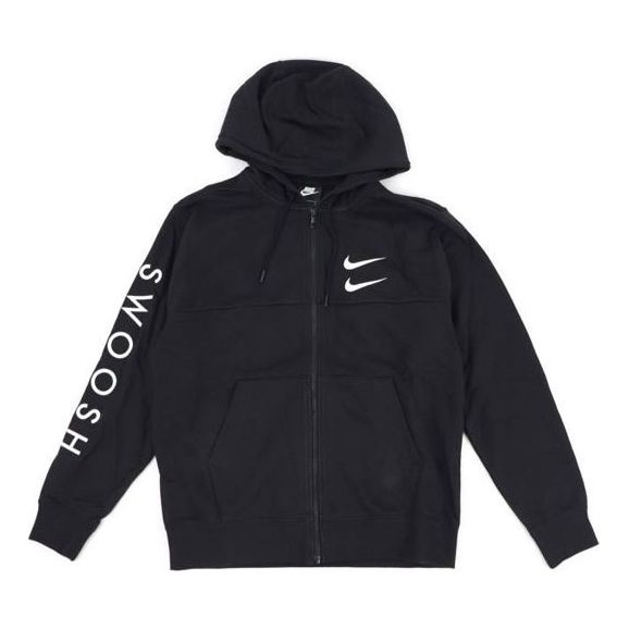 Nike Double Hook Embroidered zipper Sport hooded Jacket Men 'Black White' CU3927-010 - 1