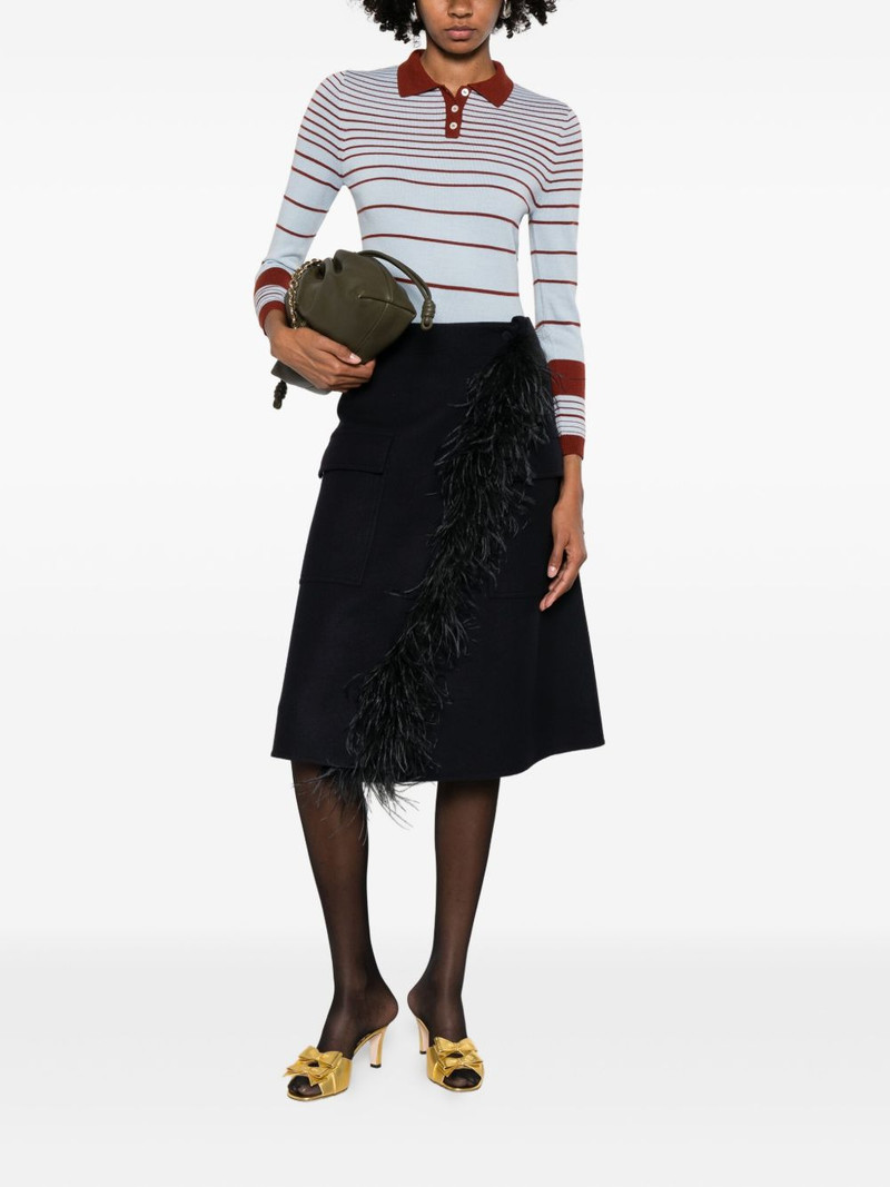 Plan C feather-detailing midi skirt outlook