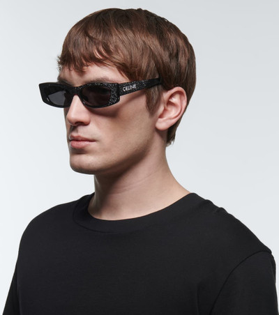 CELINE Crystal-embellished rectangular sunglasses outlook