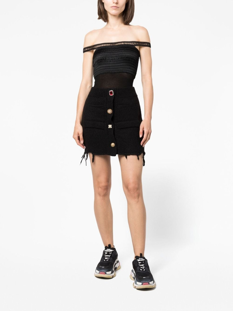 VETEMENTS knitted rhinestone-embellished miniskirt outlook