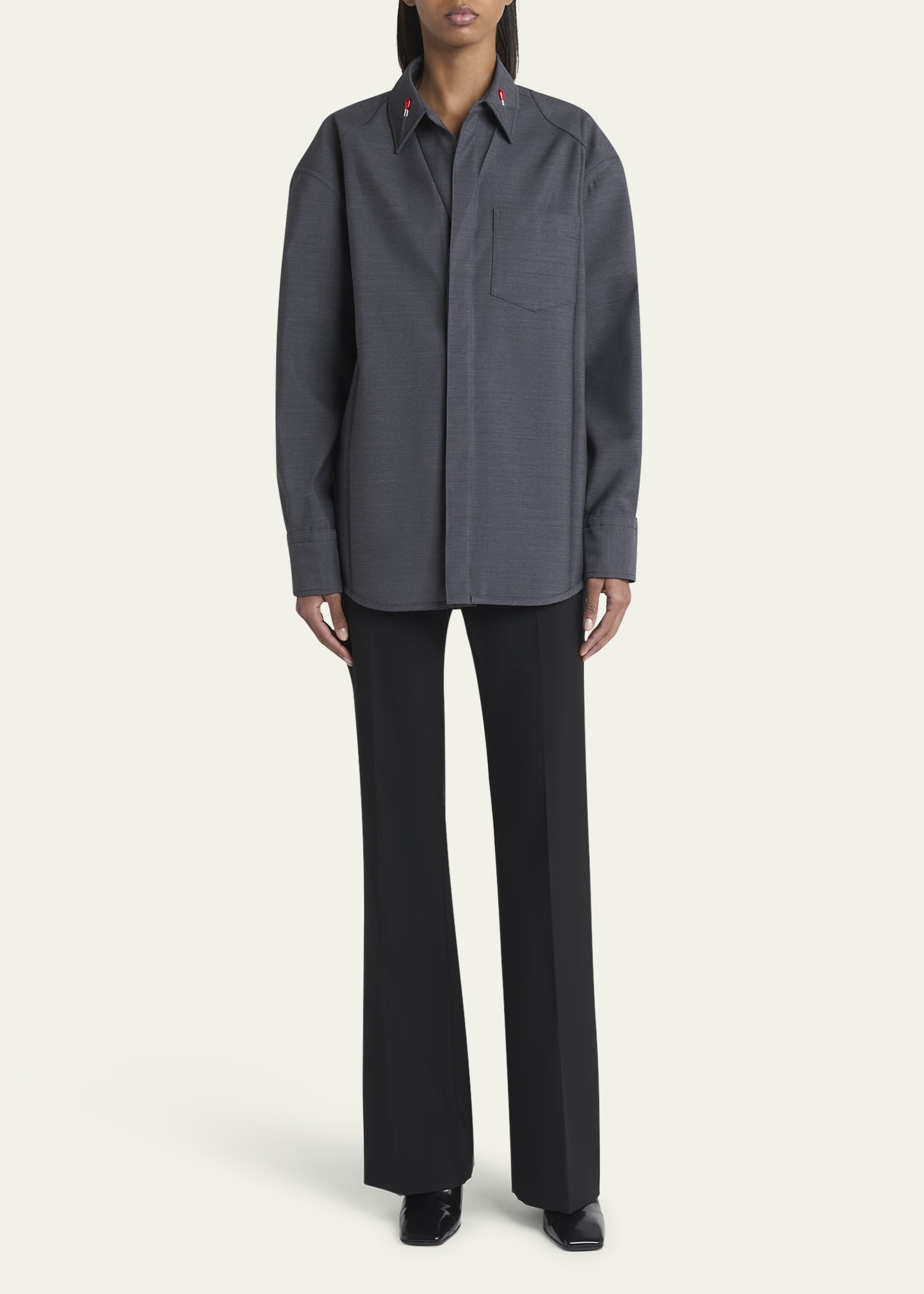Matches-Collar Travel Light Wool Shirt - 2