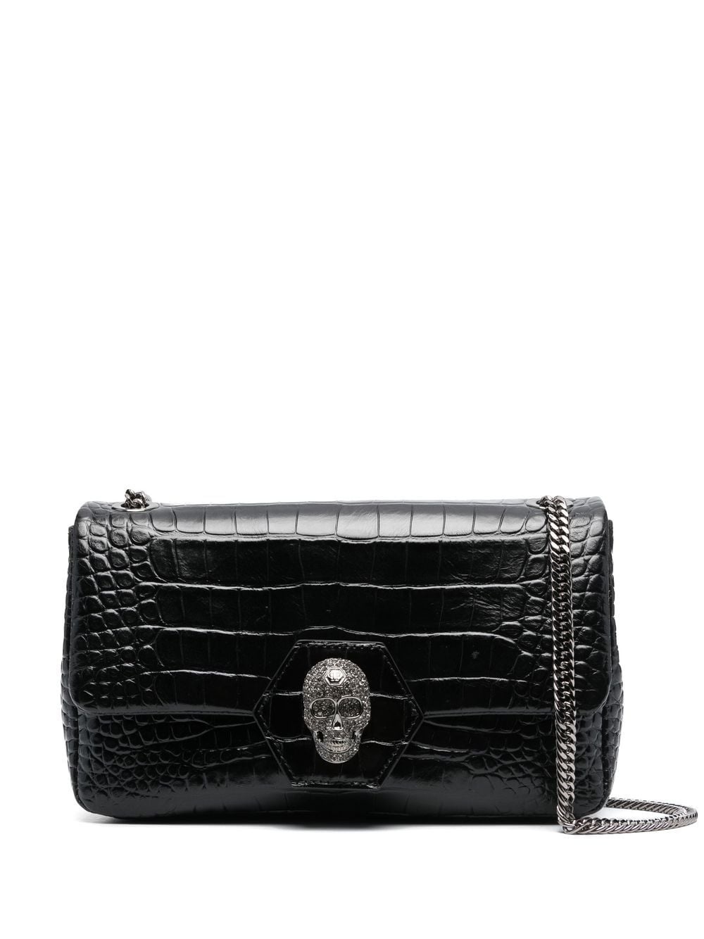 crystal skull-detail shoulder bag - 1