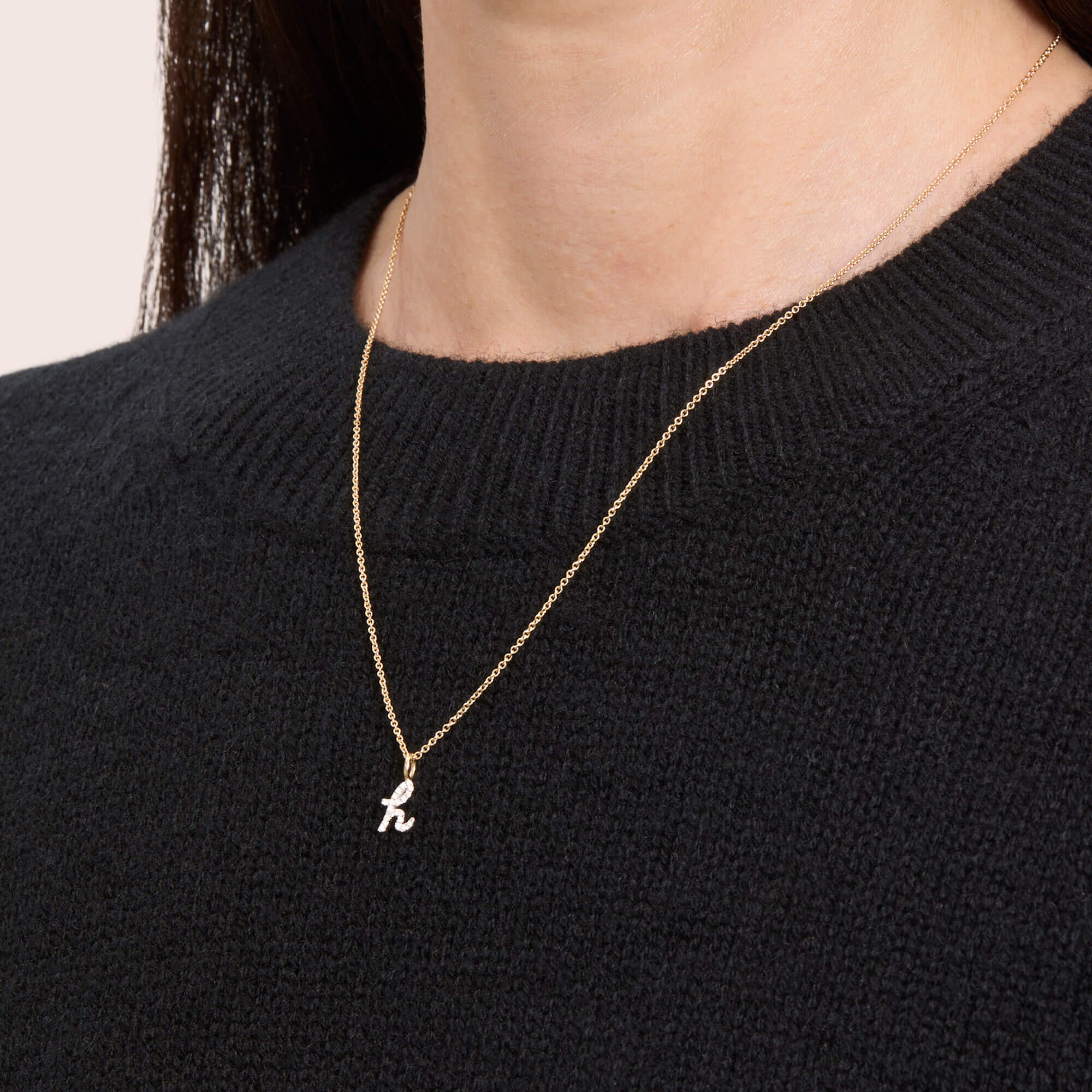 Diamond Cursive Initial Necklace - 2