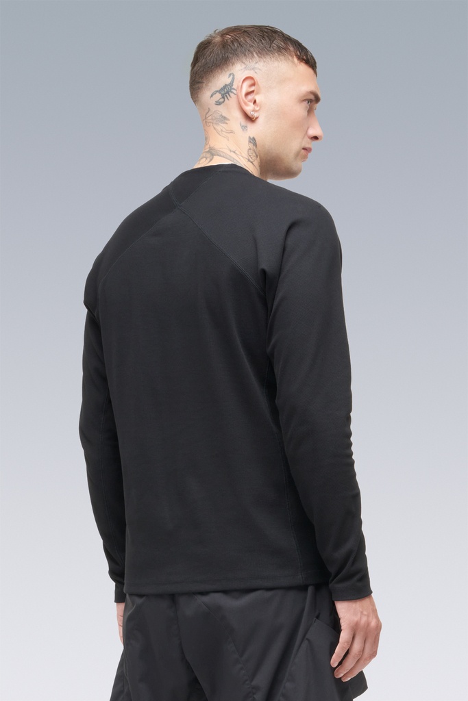 S27-PR Cotton Rib Longsleeve Shirt Black, Size: Medium - 4