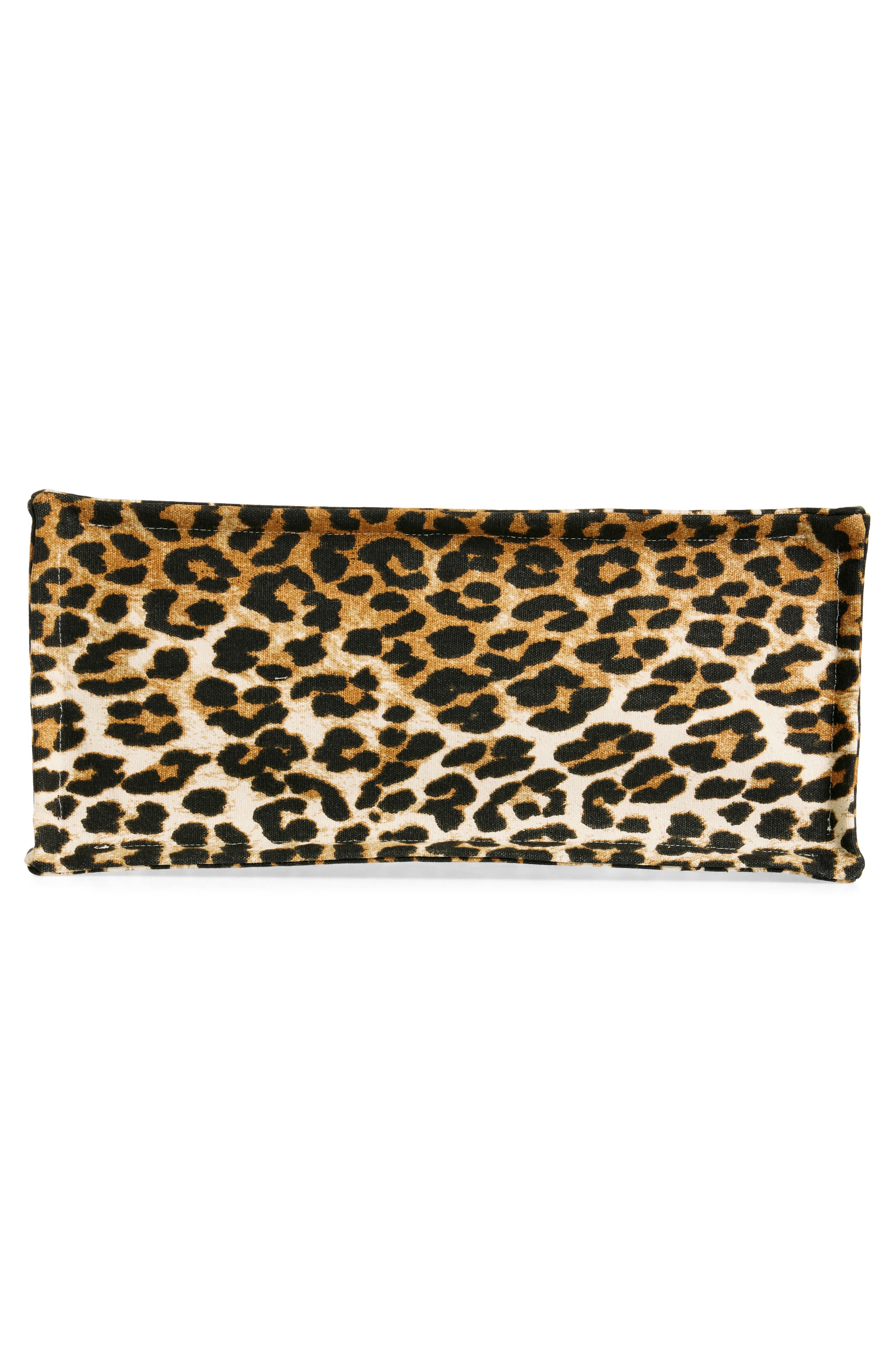 Ganni Large Leopard Print Recycled Cotton Shopper Tote at Nordstrom - 5
