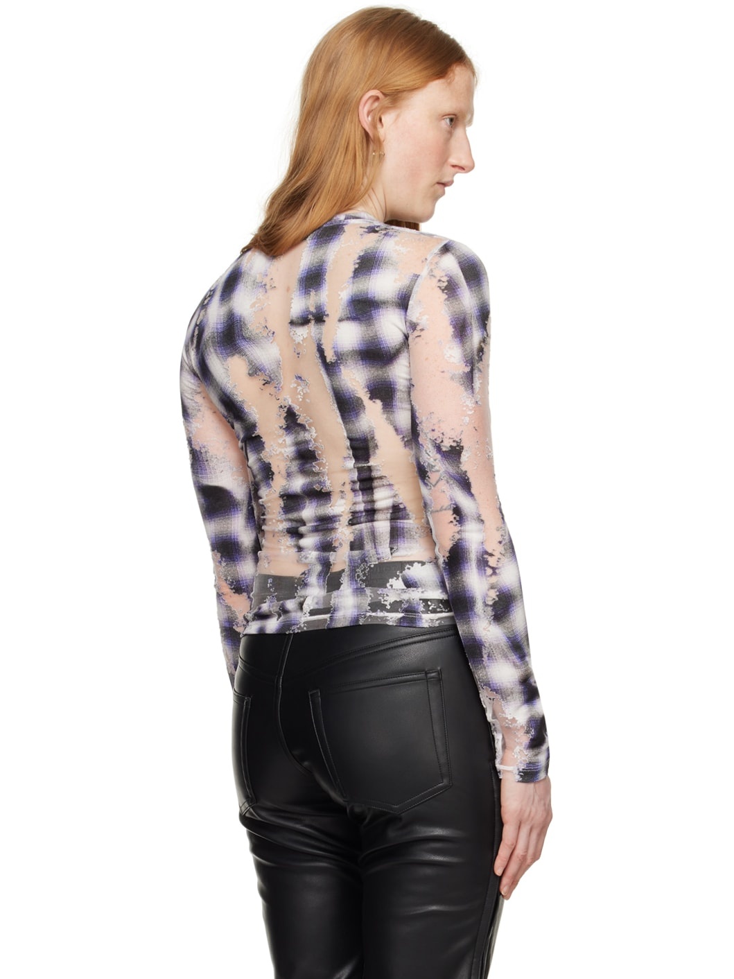 Gray & Purple Check Long Sleeve T-Shirt - 3