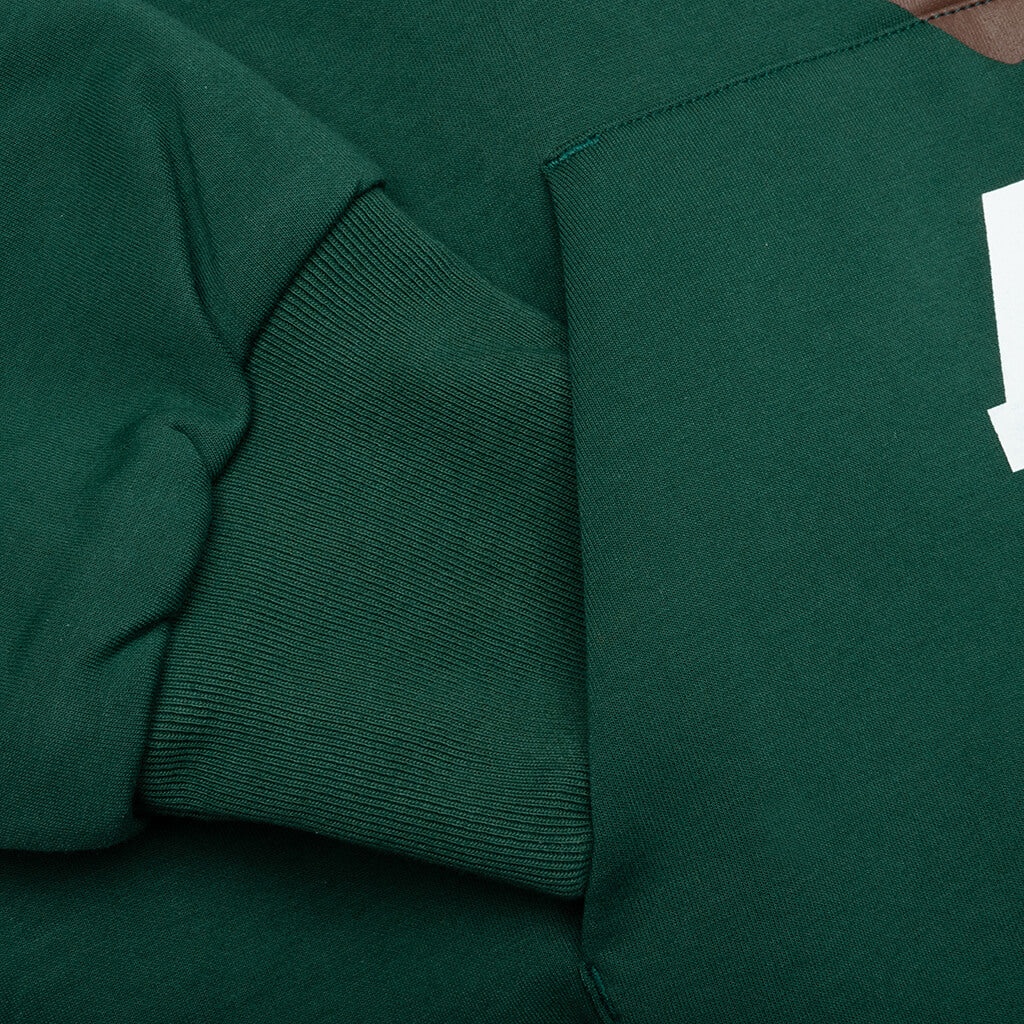 COLLEGE PUFFY RELAXED FIT PULLOVER HOODIE - GREEN - 5