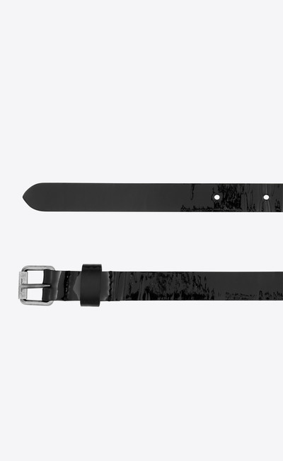 SAINT LAURENT motorcycle buckle thin belt in patent leather outlook