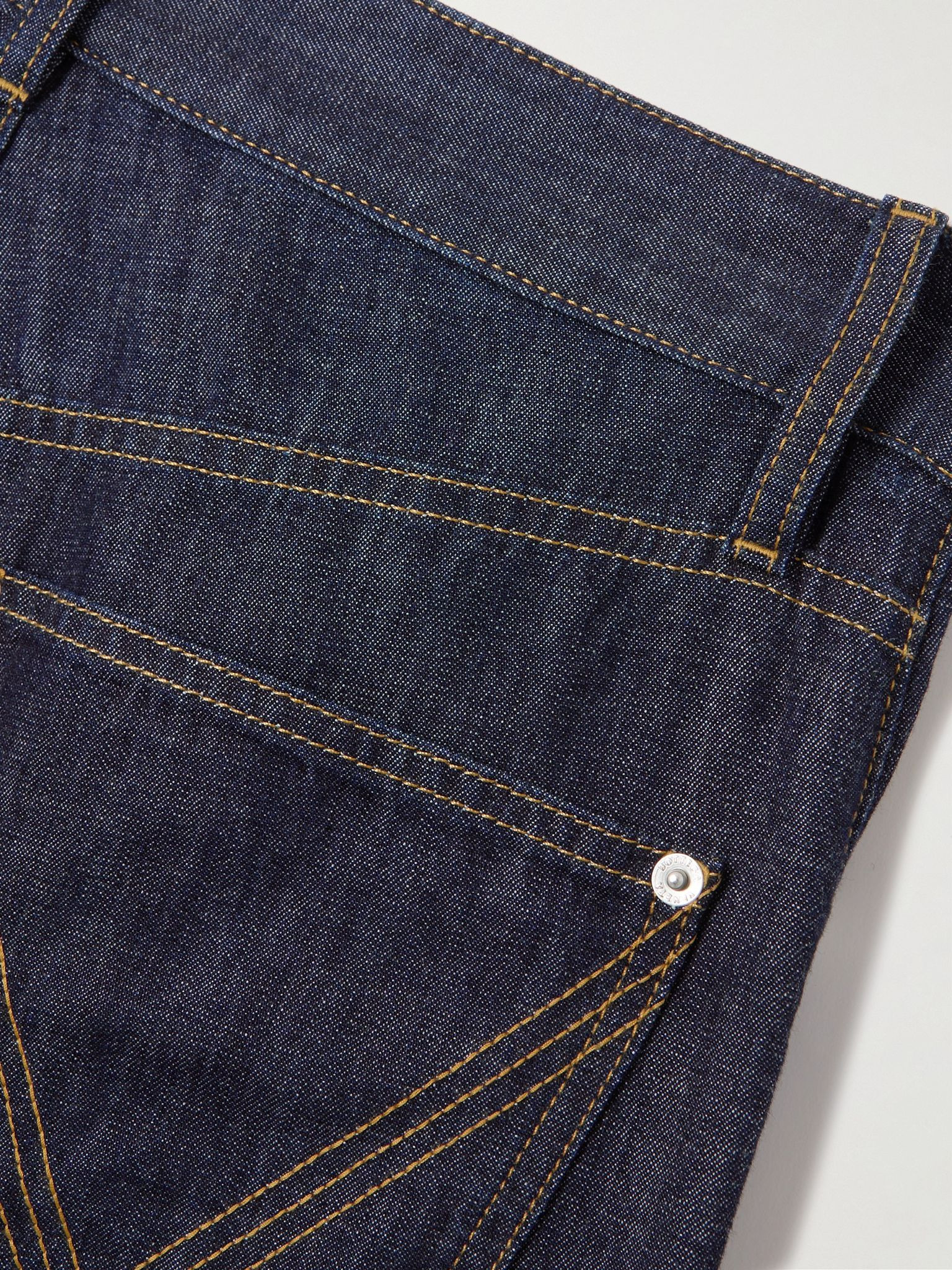 Intrecciato suede-trimmed mid-rise straight-leg jeans Indigo - 5
