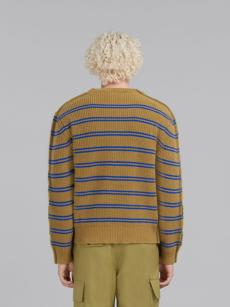 GREEN MOHAIR AND WOOL JUMPER WITH MIXED STRIPES 3