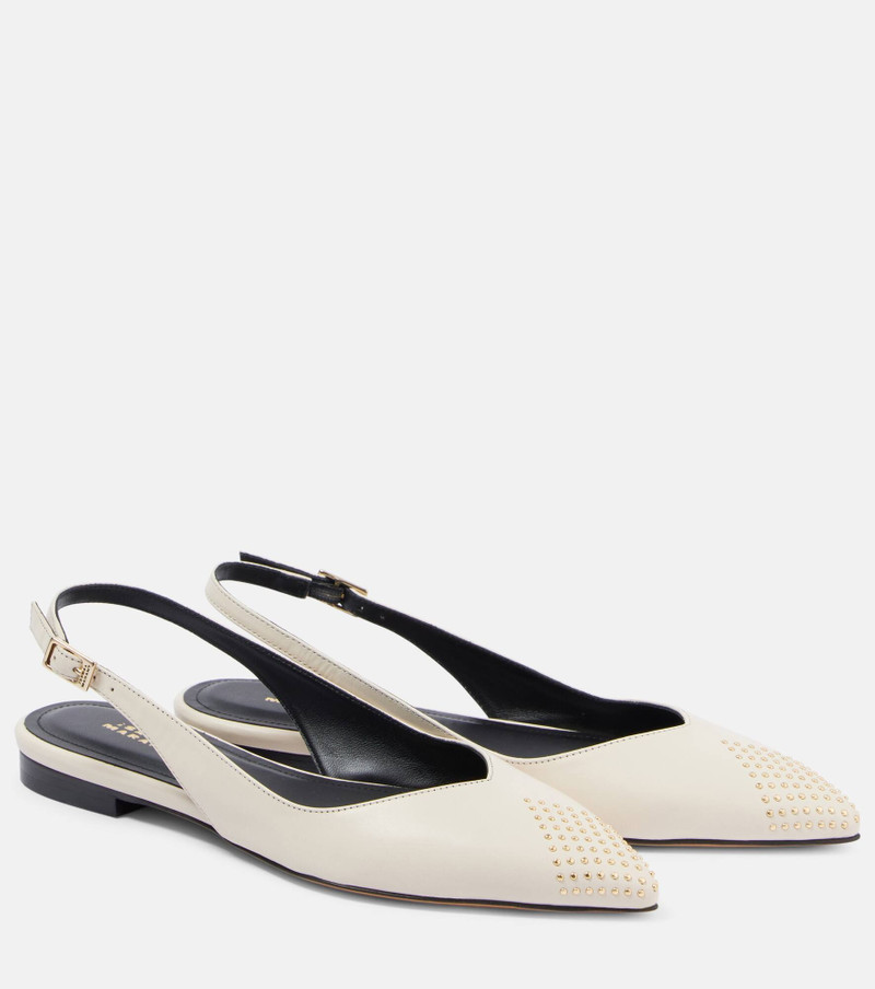 Branee studded leather slingback flats - 1