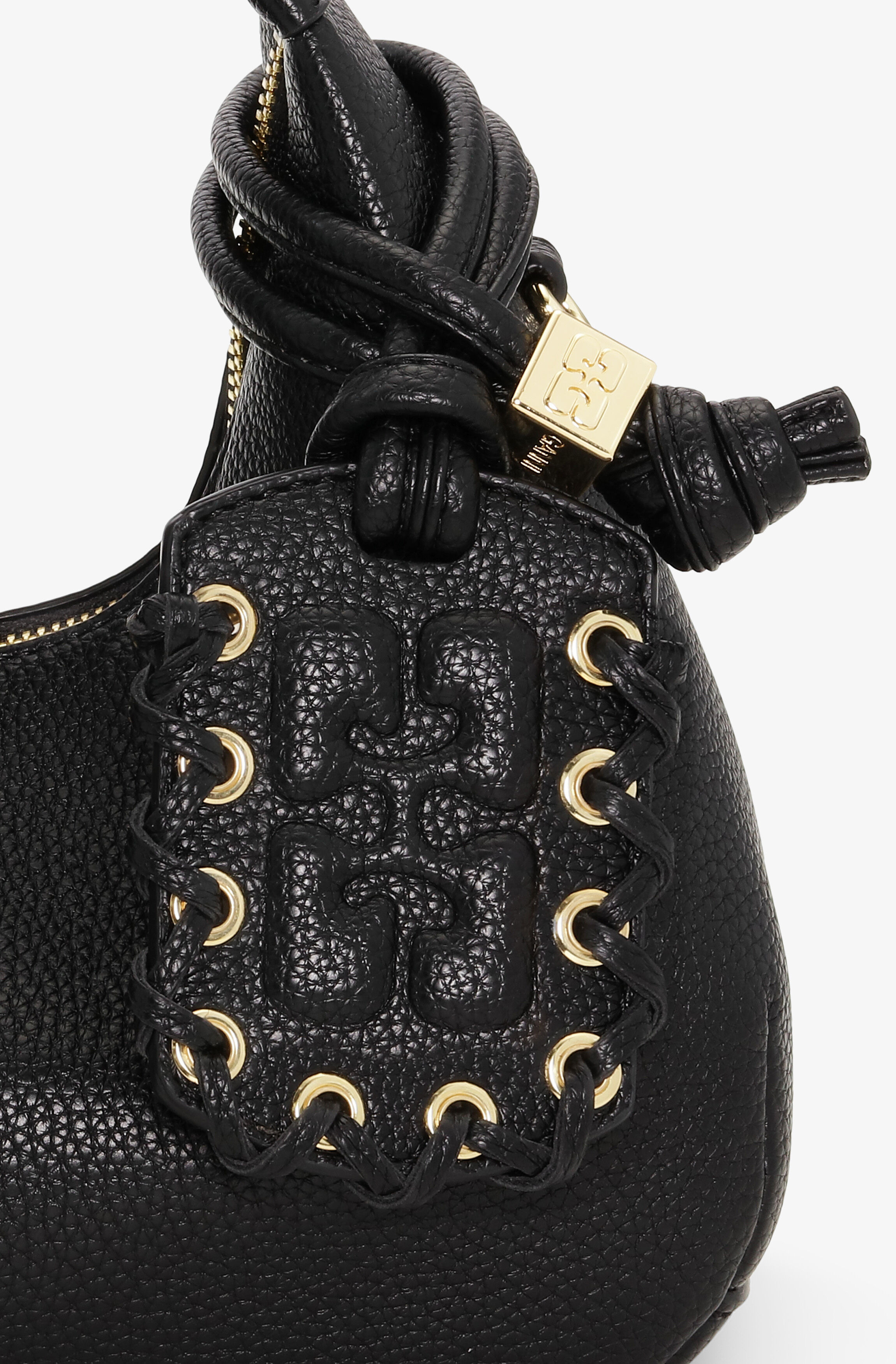 BLACK MINI HOBO BAG - 4