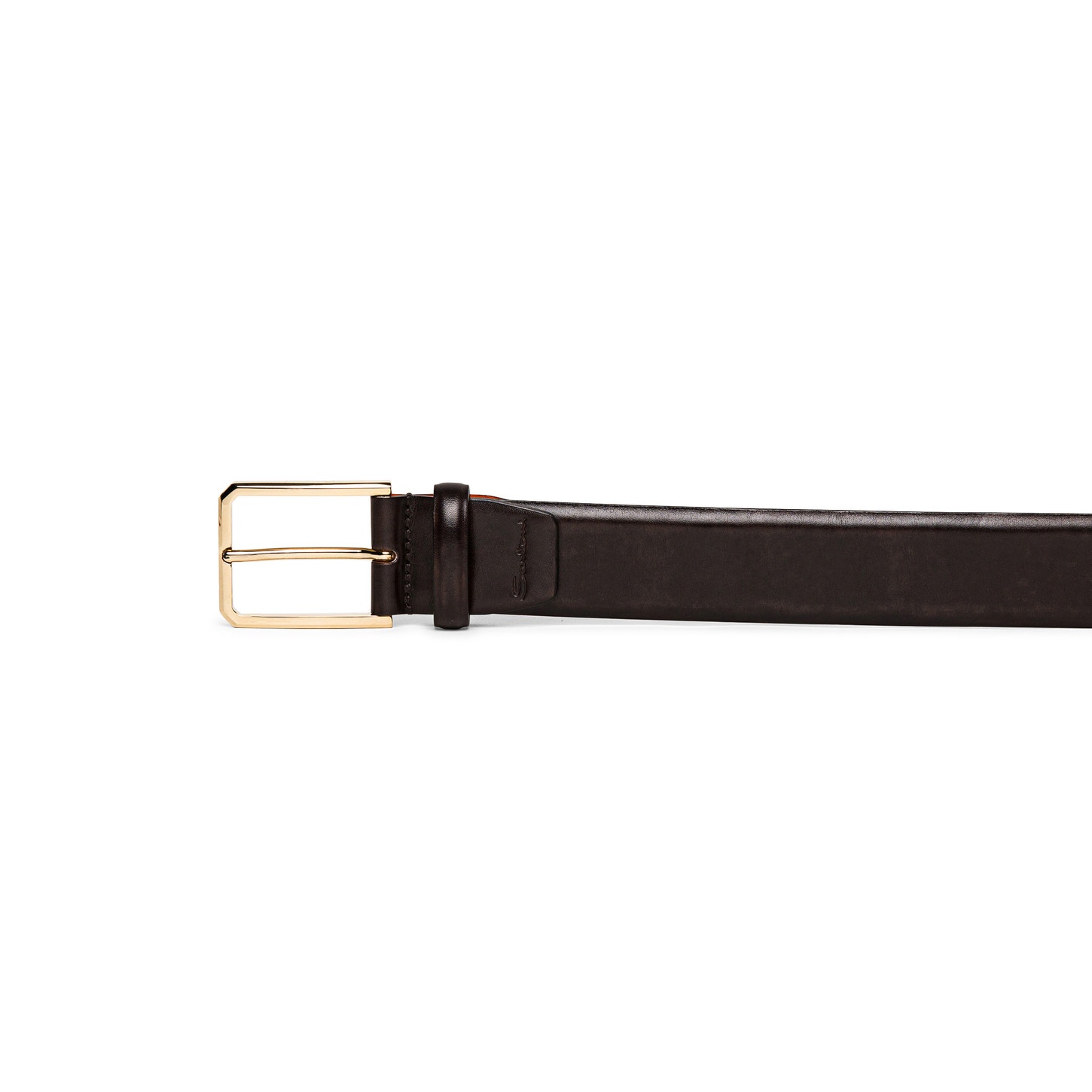 Men’s polished brown leather adjustable belt - 3