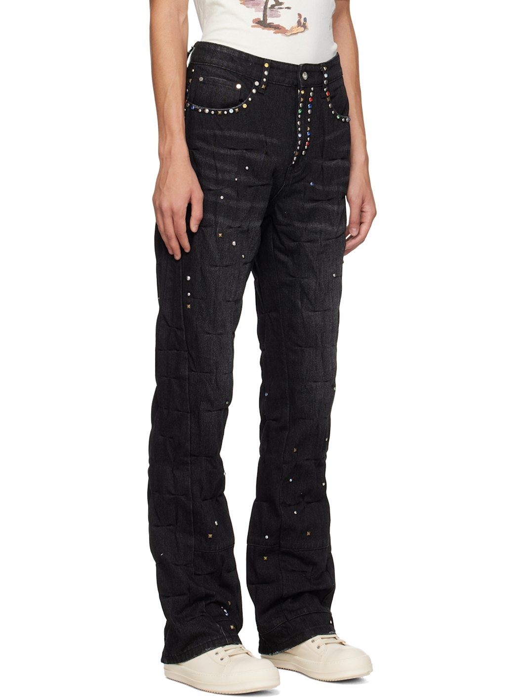 SSENSE Exclusive Black Stud Cinched Jeans - 2