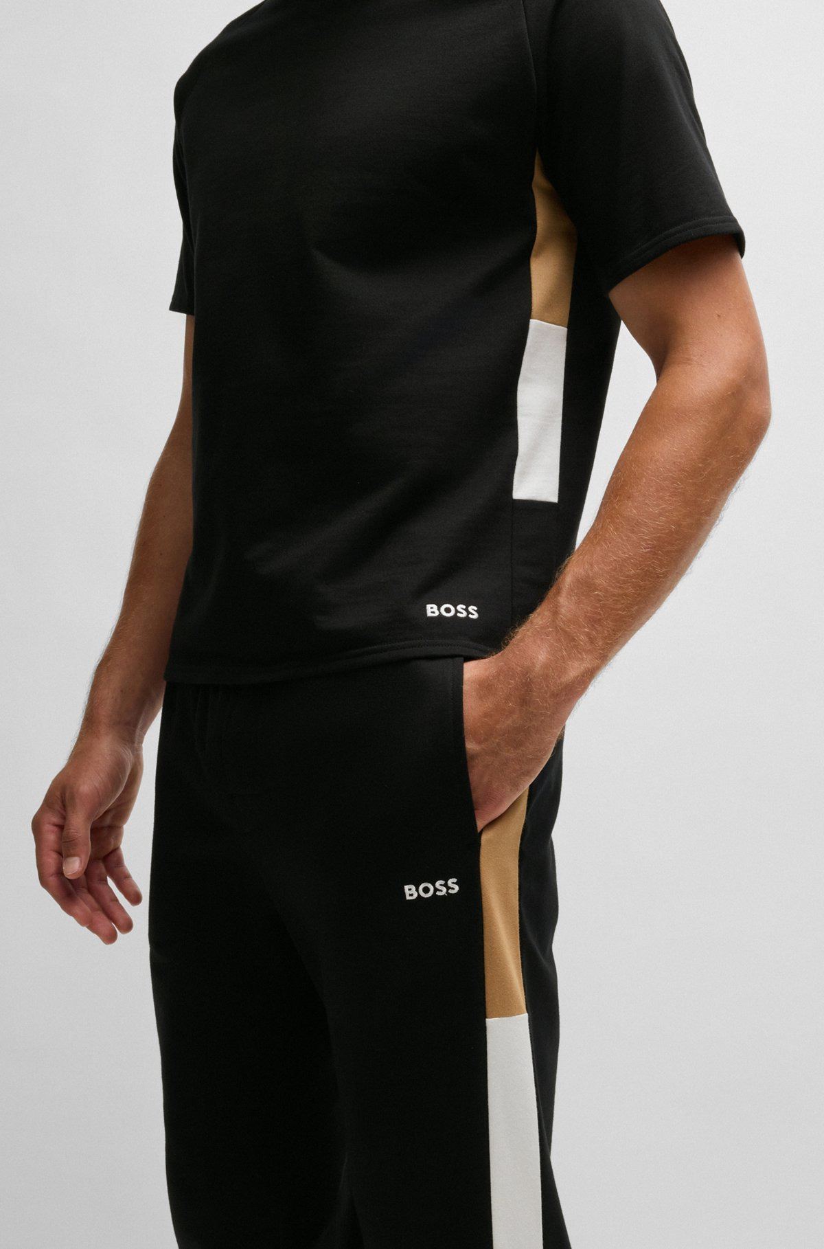 COTTON-TERRY TRACKSUIT BOTTOMS WITH CONTRAST SIDE PANELS - 5
