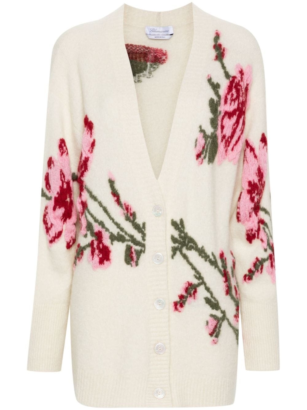 roses-jacquard cardigan - 1