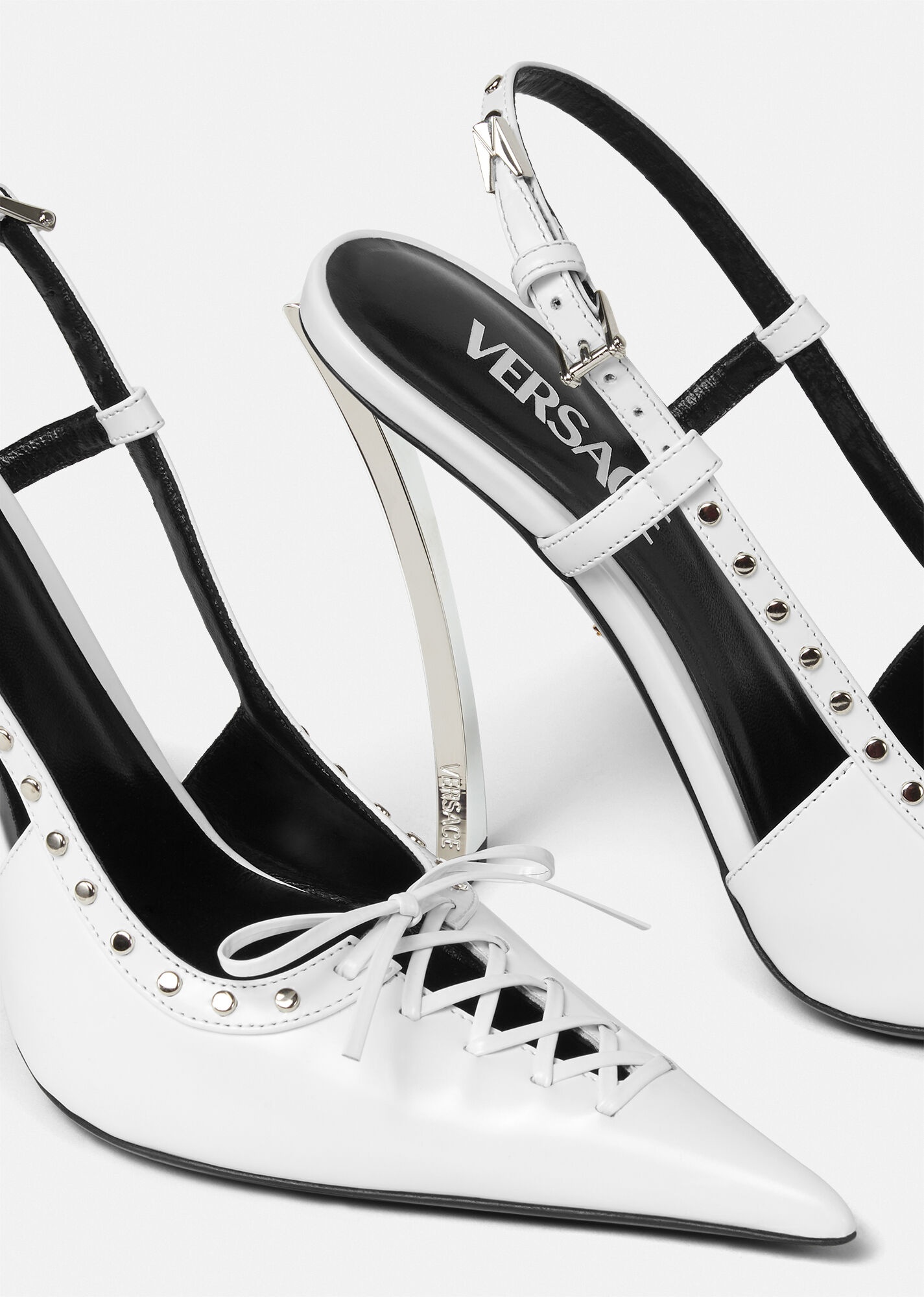 Laced Pin-Point Slingback Pumps - 4