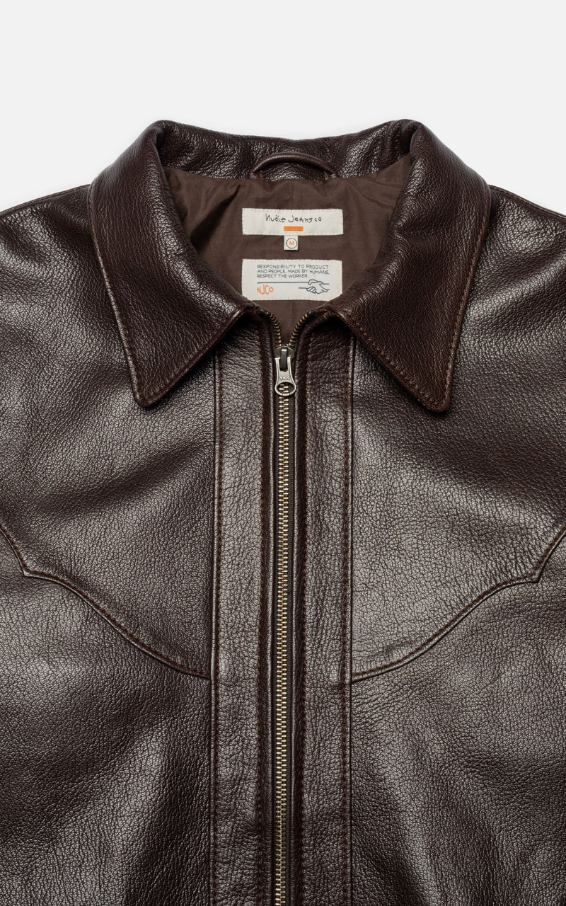 JOPPE WESTERN LEATHER JACKET BROWN - 3