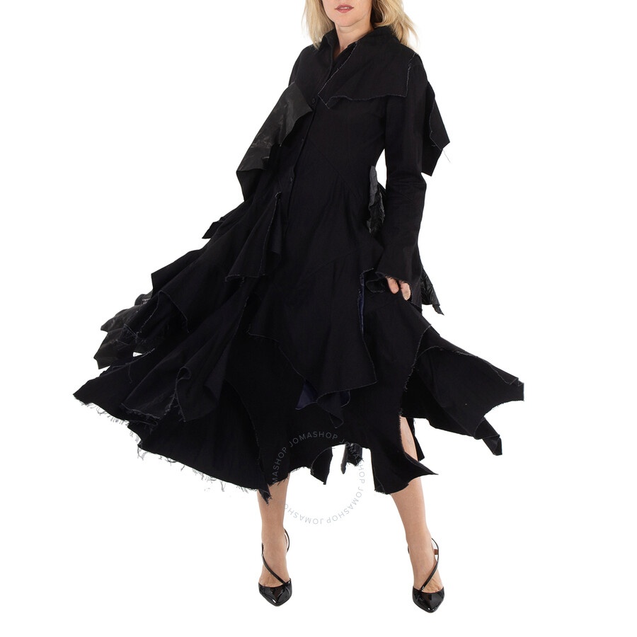 Yohji Yamamoto Black Multi Layered D Collar Dress, Brand Size 1 (Small) - 5
