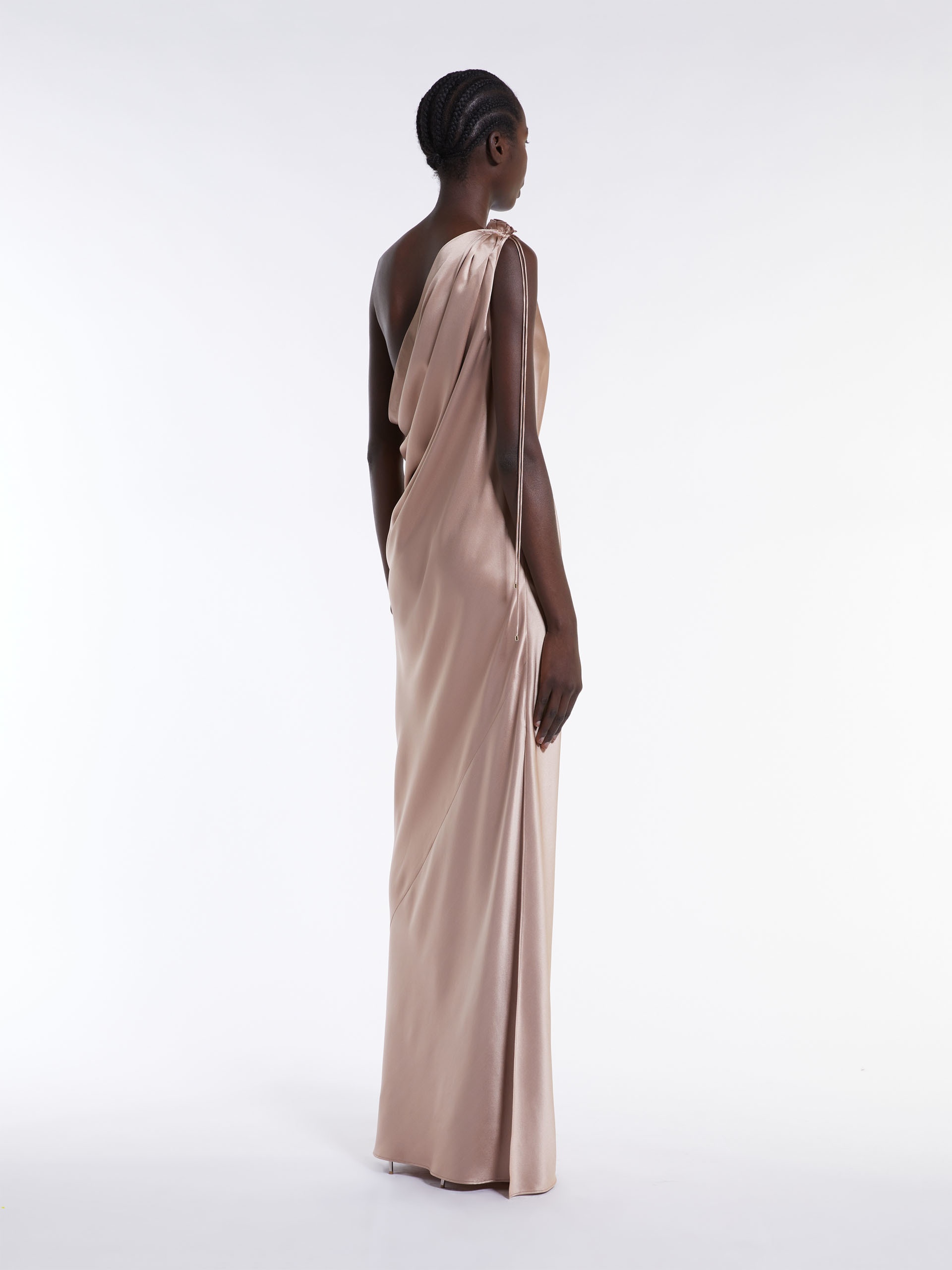 Max Mara OPERA One-shoulder dress in silk satin | REVERSIBLE