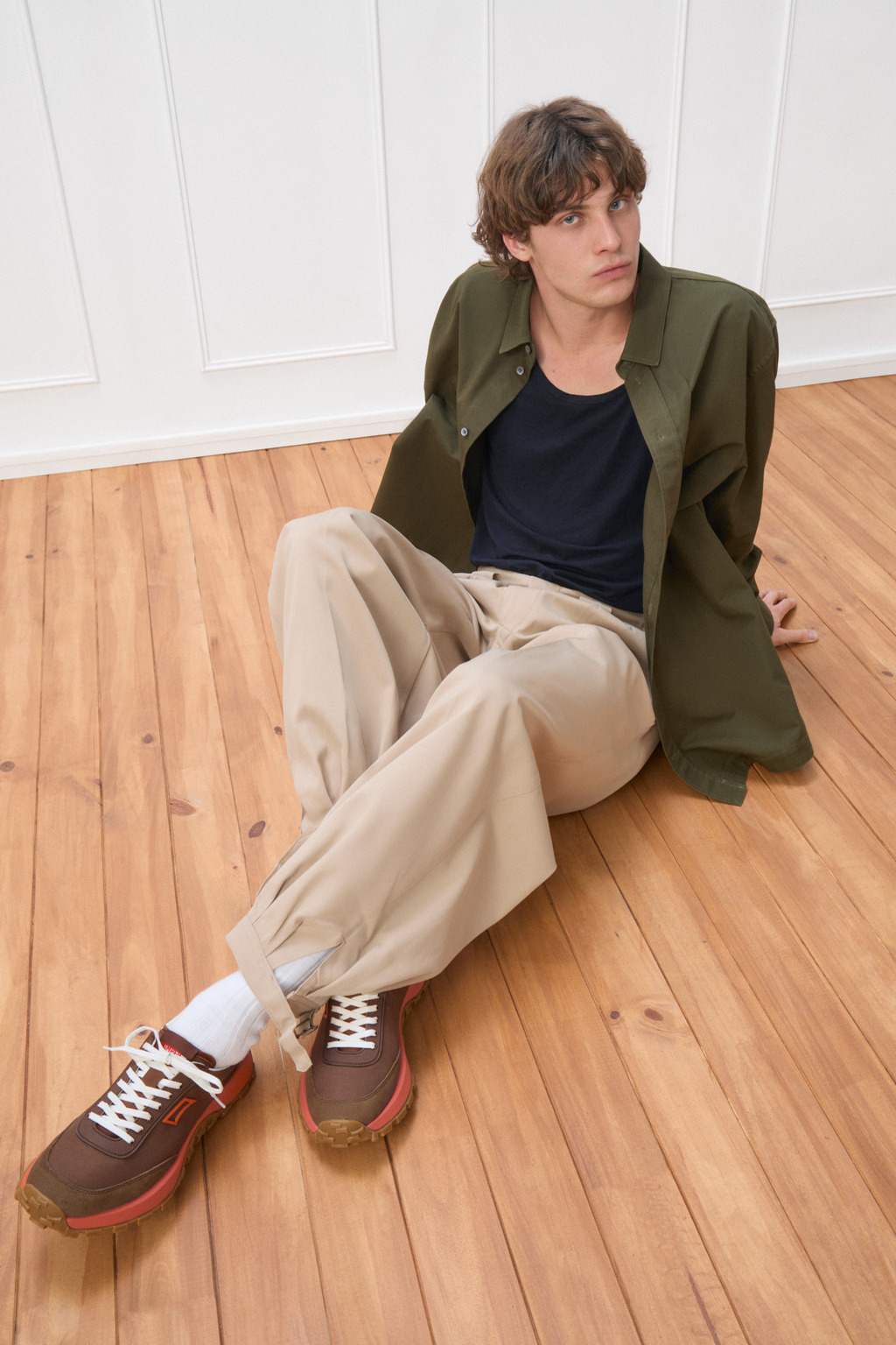 Brown Textile and Nubuk Sneakers for Men. - 3