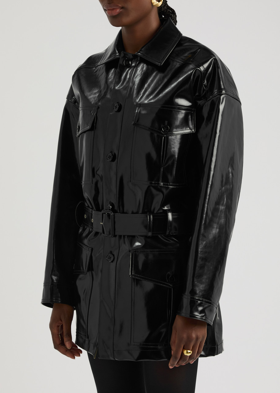 Saint Laurent Saharienne Belted Vinyl Jacket - 2