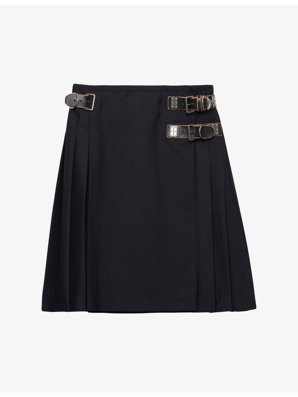 Pleated Buckle-Detail Mohair Wool-Blend Midi Skirt - 1