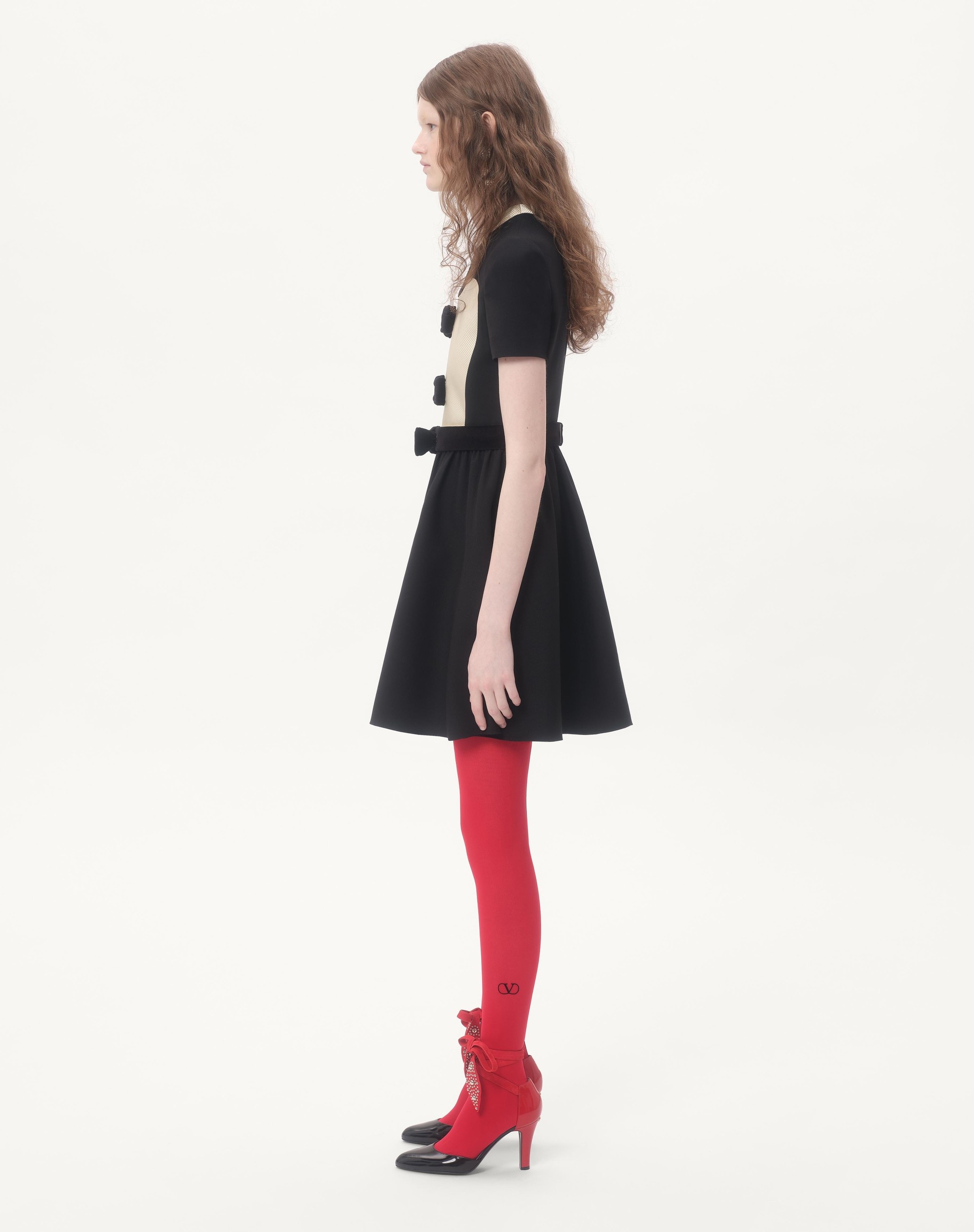 CREPE COUTURE SHORT DRESS WITH BOWS - 7