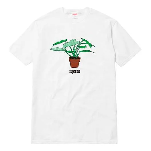 대 FW17 식물 티 팔 블루 보사이 인쇄 짧은 소매 Unisex 화이트 SUP-SS18-662 - 1