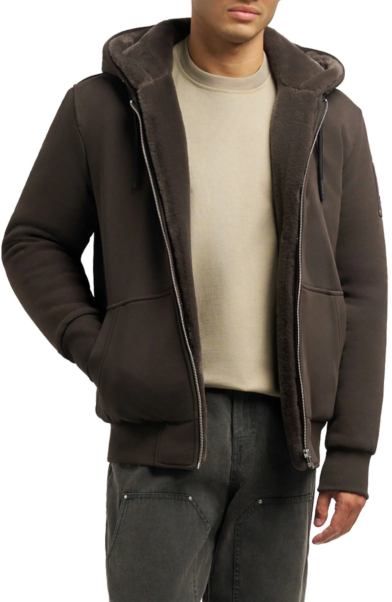 Moose Knuckles Classic Bunny Fleece Jacket with Removable Faux Fur Lining in Espresso/Espresso at No - 1