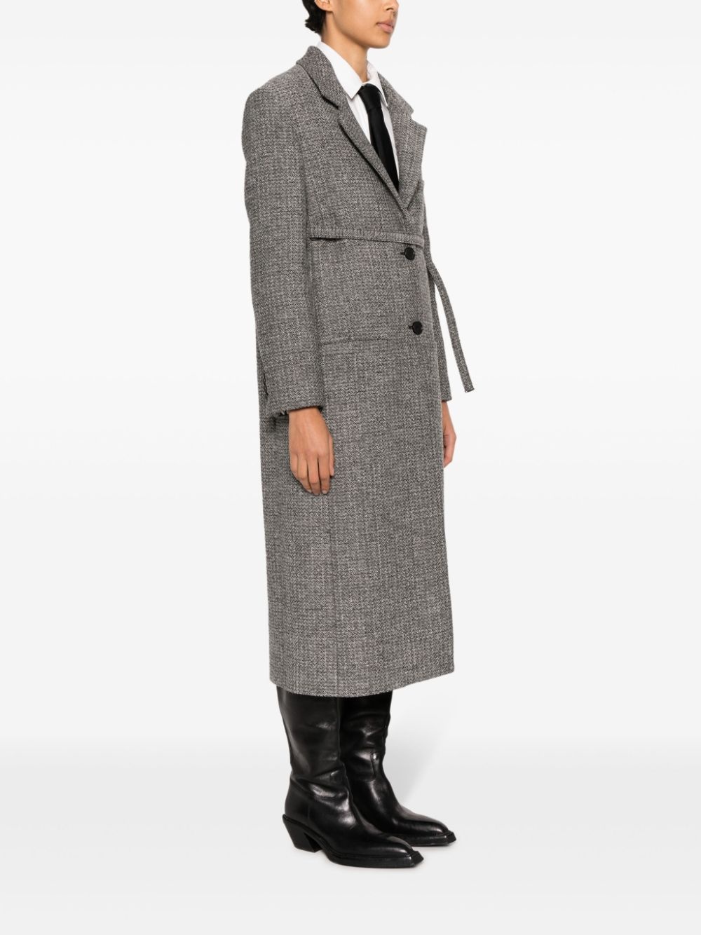 strap-detail tailored coat - 3