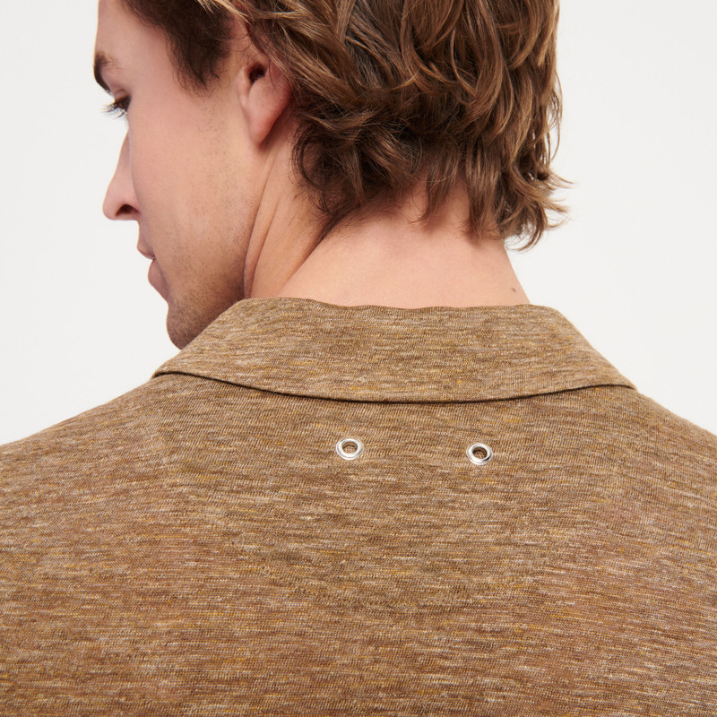 Men Linen Jersey Polo Shirt Solid 11